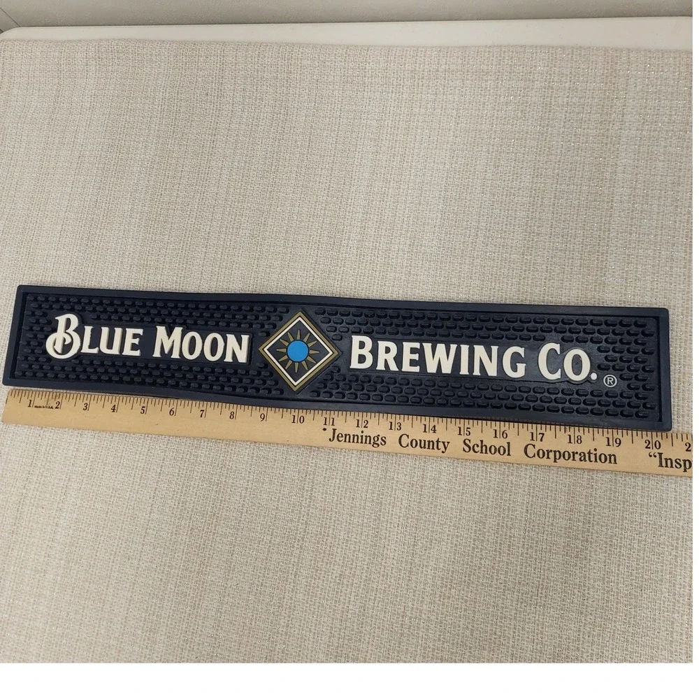 Blue Moon Brewing Co Rubber Bar Spill Mat Rail Runner Navy Blue 21 Inch